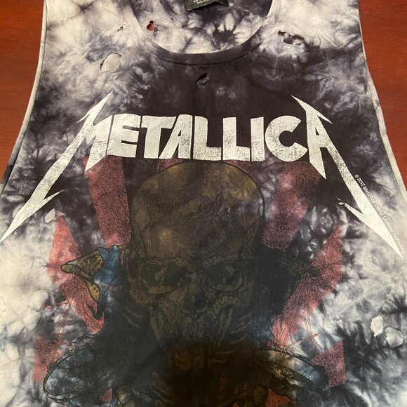 METALLICA SKULL DISTRESSED CUT & HOLES T-SHIRT MUSCLE SHIRT SMALL - Picture 2 of 9
